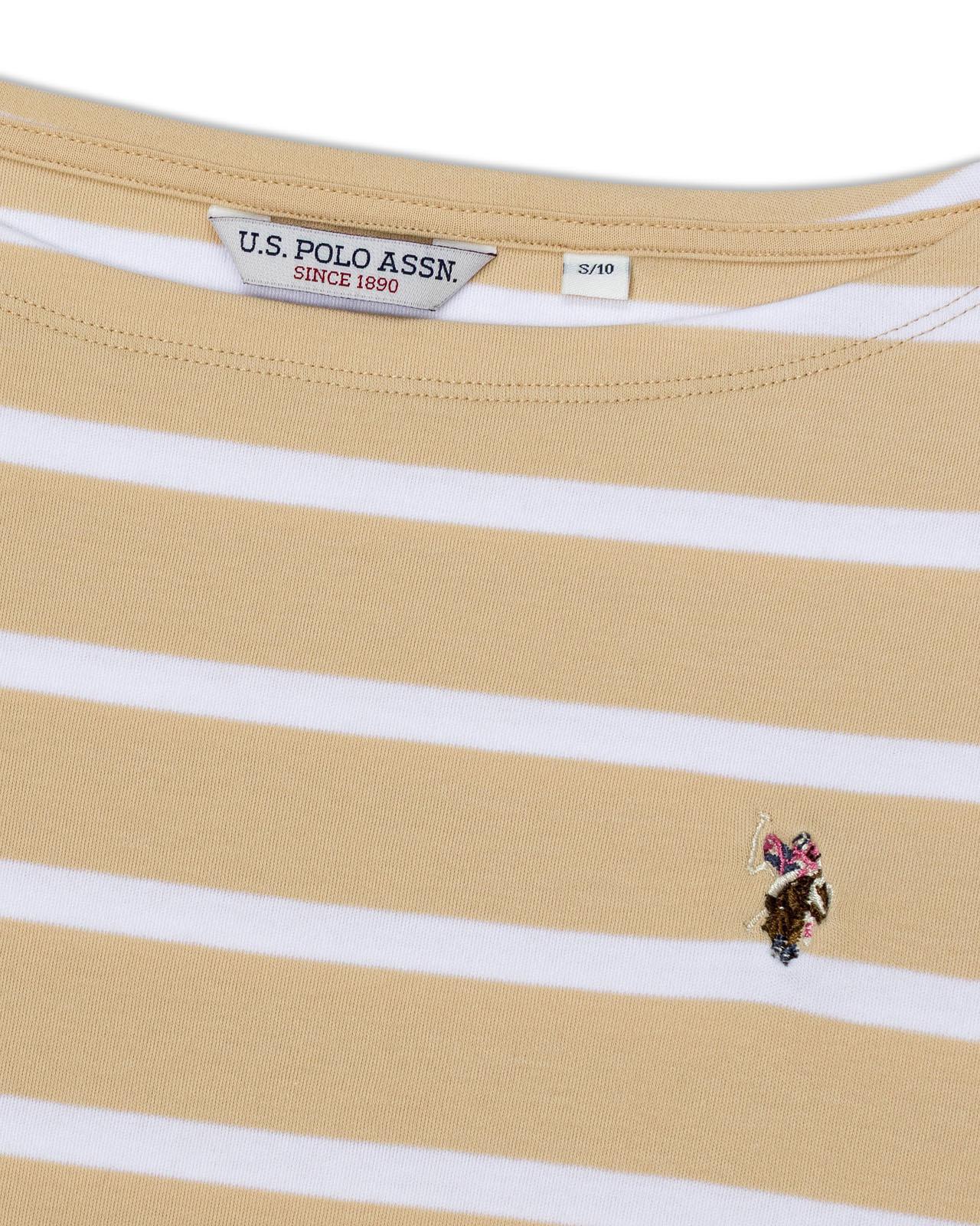 USPA Women's Colour Block Stripe Boatneck Tee Smoke Gray