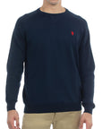 USPA Men's Long Sleeve Cotton Overdyed Sweater Navy