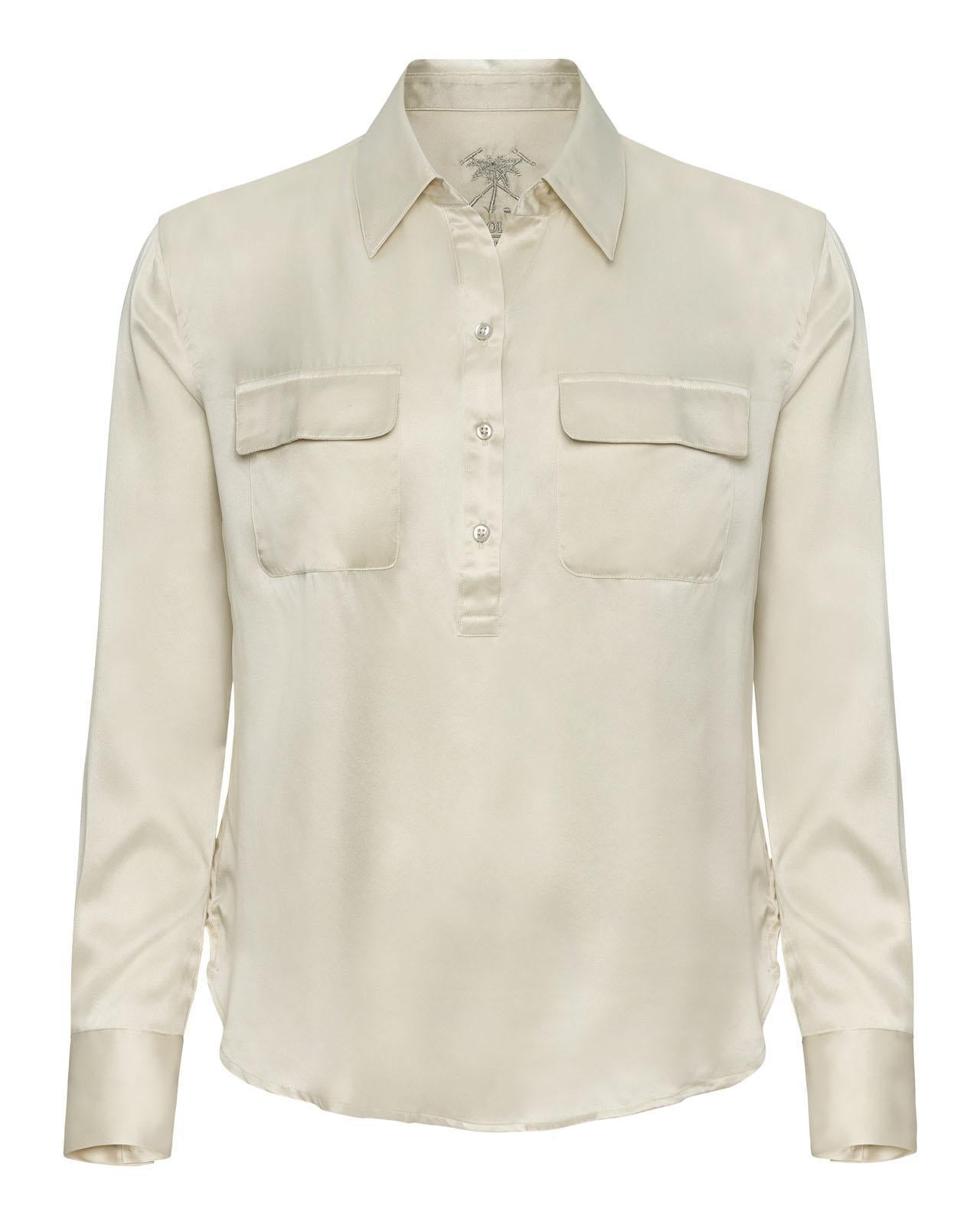 The Polo Club Women's Silk Pocket Blouse Ivory