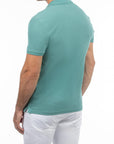 USPA Men's Textured Knit Zip Polo Teal