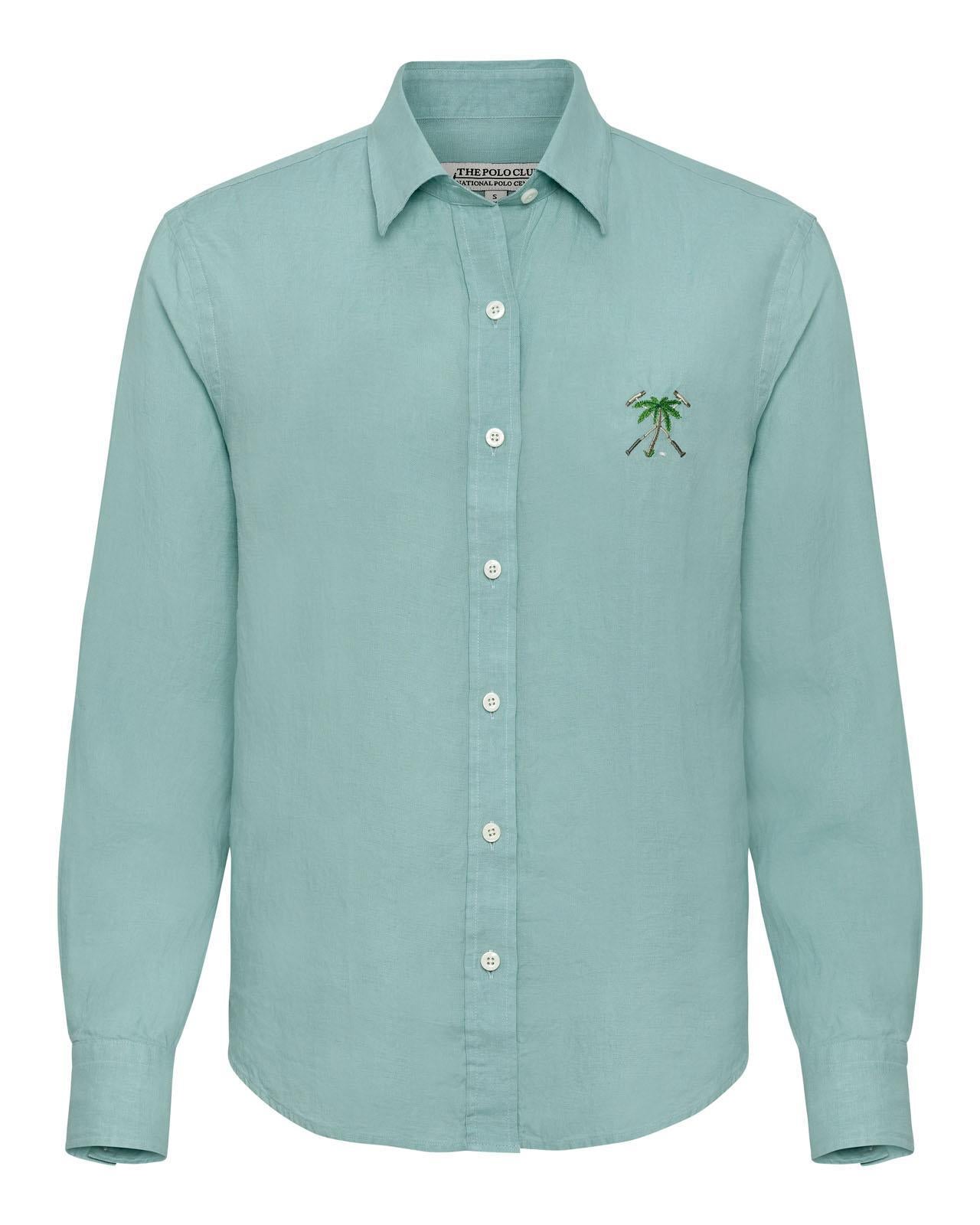 The Polo Club Women's Longsleeve Linen Shirt Teal