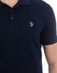 USPA Men's Wide Rib Polo Navy