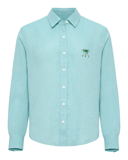 The Polo Club Women's LS Linen Shirt Teal