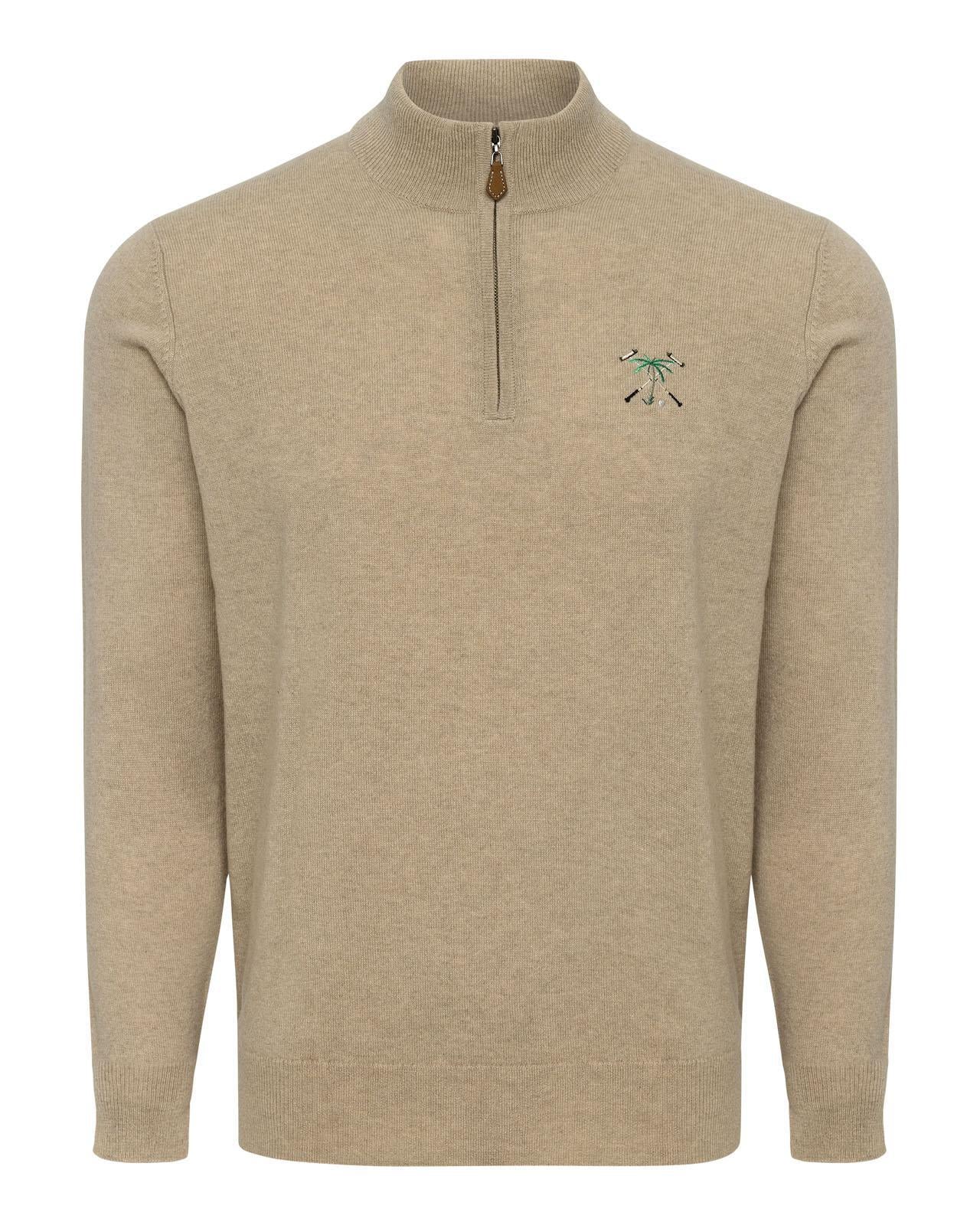 Men's Cashmere Quarter Zip Pullover Linen