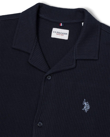 USPA Men's Waffle Revere Shirt Dark Sapphire Navy