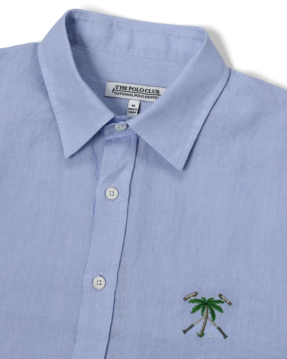 The Polo Club Men's Linen Woven Shirt Blue