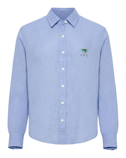 The Polo Club Women's Linen Woven Shirt Light Blue