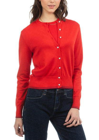 USPA Women's Fine Knit Cardigan Red