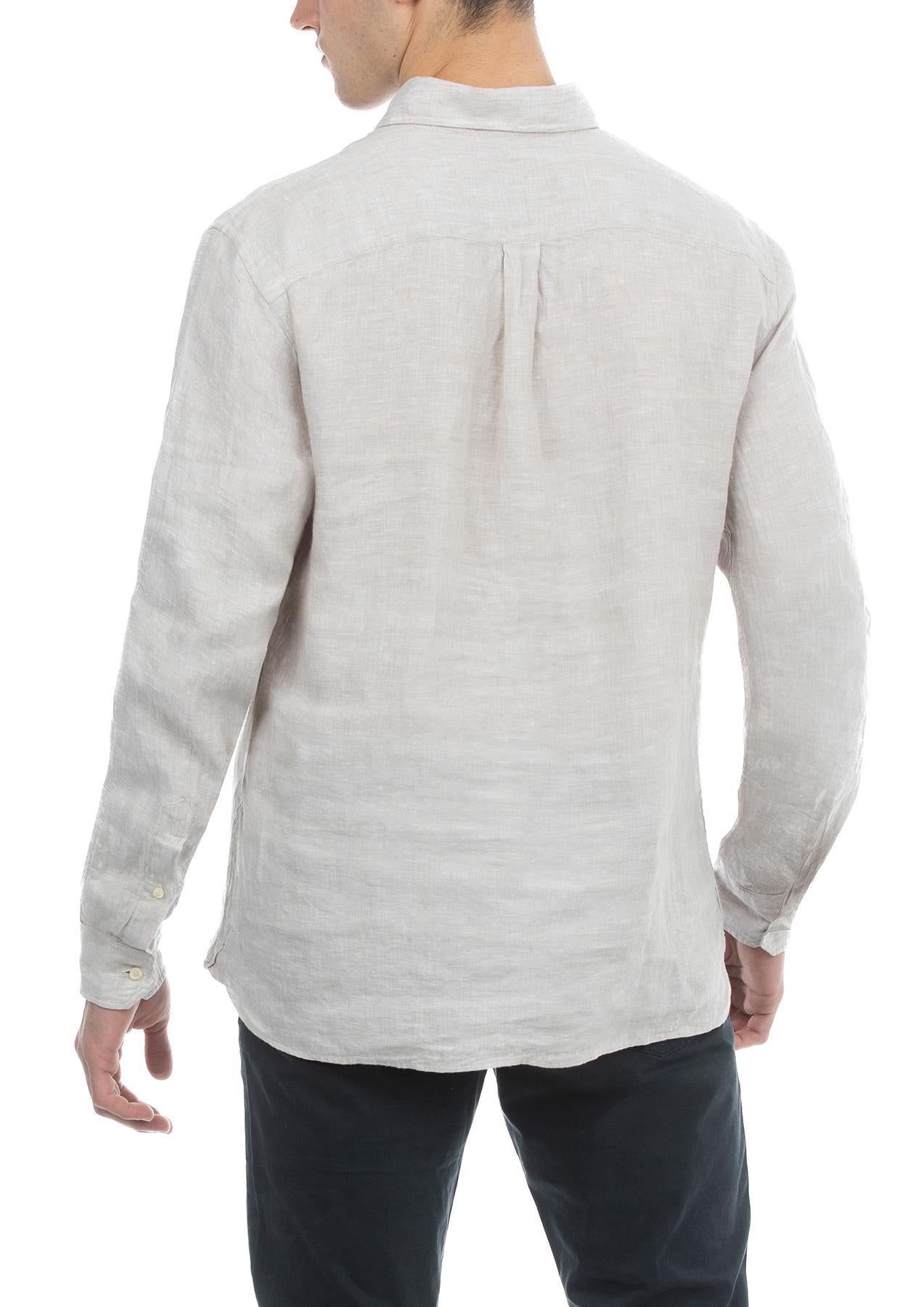 USPA Men&#39;s Linen Button-Down Collar LS Shirt Natural