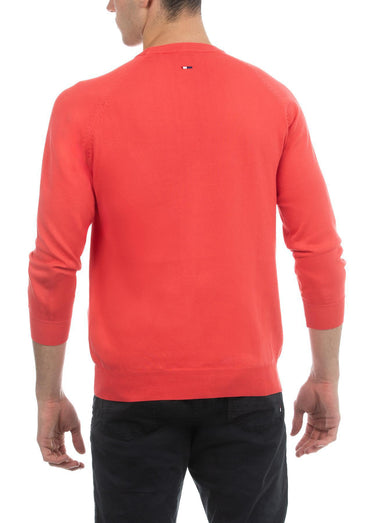 USPA Men's Long Sleeve Cotton Overdyed Sweater Vintage Red