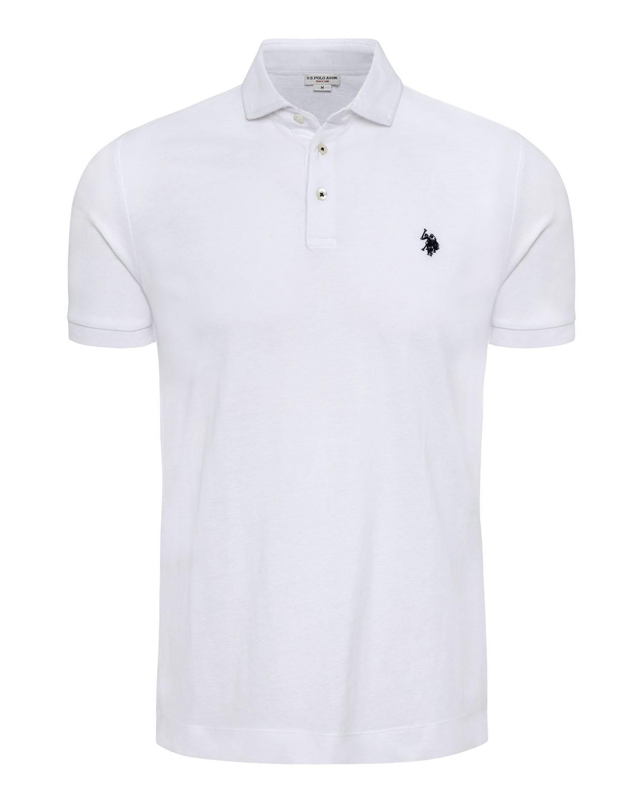 USPA Men's Linen Pique Polo White