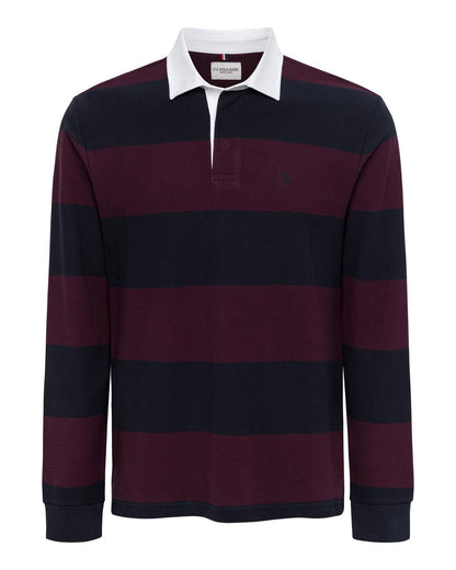 USPA Men's Texture Stripe Rugby Grape Wine
