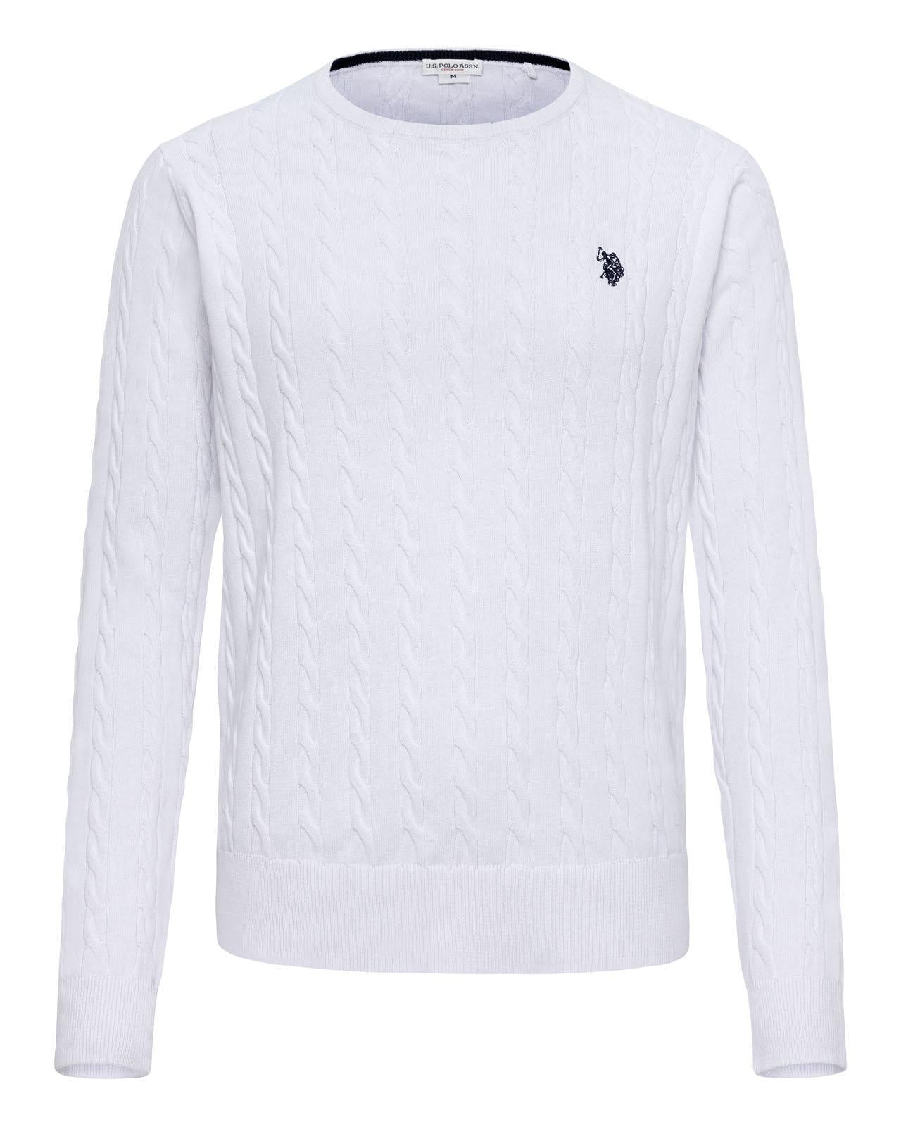 USPA Women's Pola-Cable Knit GG White