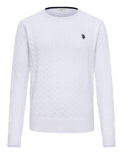 USPA Women's Pola-Cable Knit GG White