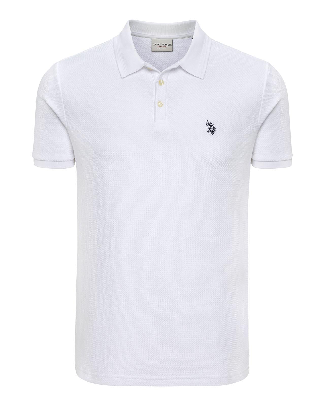 USPA Men's Textured DHM Polo Bright White