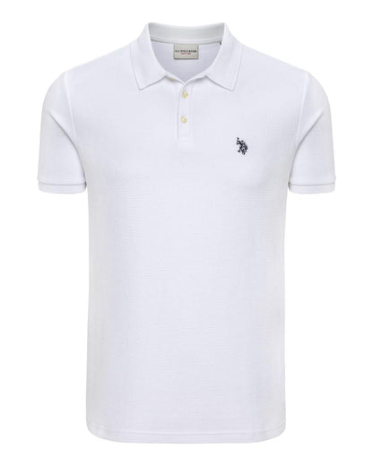 USPA Men's Textured DHM Polo Bright White