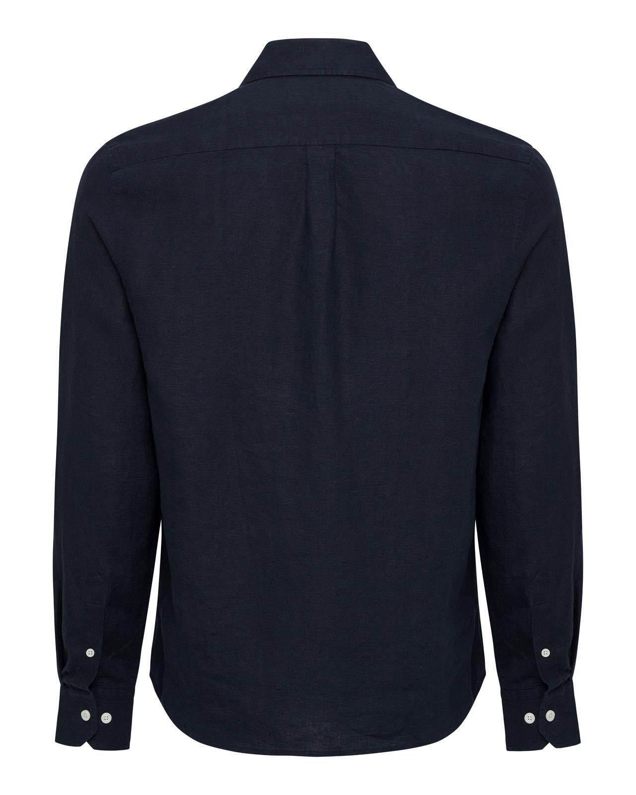 The Polo Club Men's Linen Capri Collar Shirt Navy