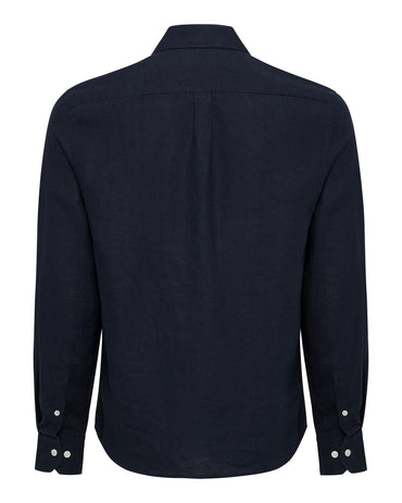 The Polo Club Men's Linen Capri Collar Shirt Navy