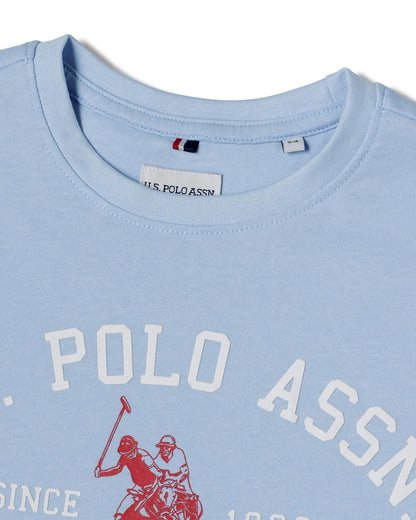 USPA Boys Signature Arch Print T-Shirt Chambray Blue