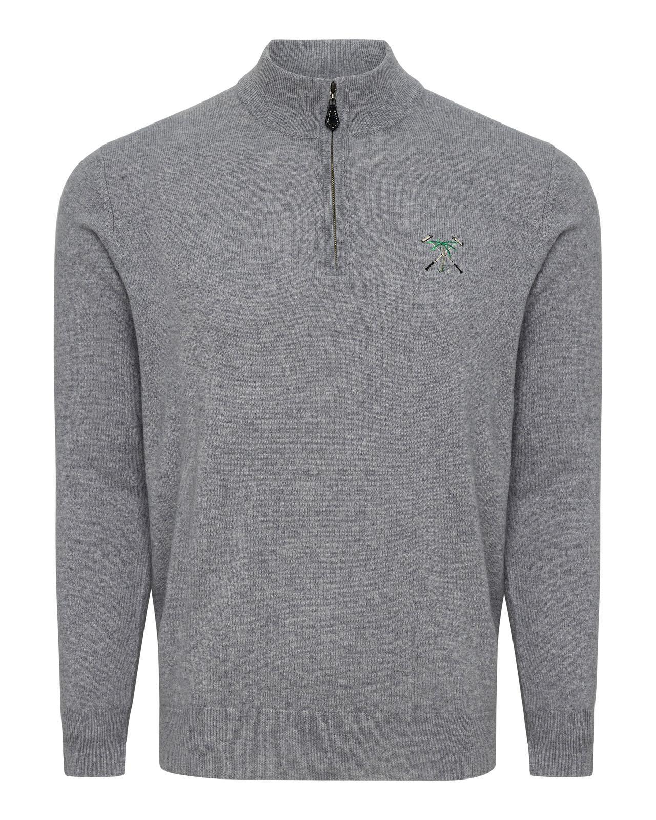 Men's Cashmere Quarter Zip Pullover Light Grey