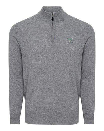 Men's Cashmere Quarter Zip Pullover Light Grey