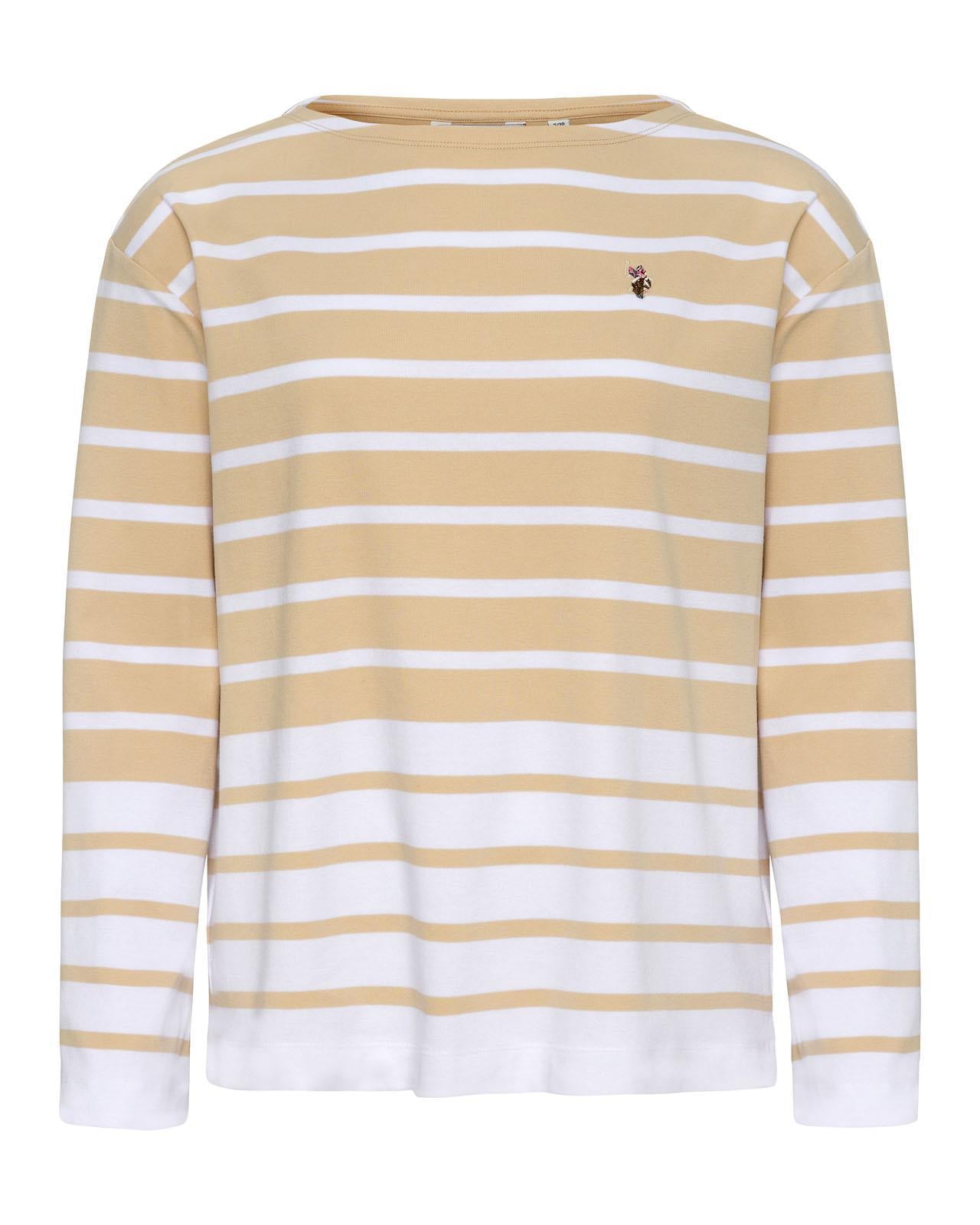 USPA Women's Colour Block Stripe Boatneck Tee Smoke Gray