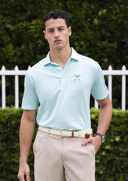 Men's Fine Mercerized Cotton Polo Mist w/ Multi-Color Logo