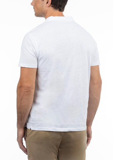 USPA Men's Johnny Collar Linen Polo White
