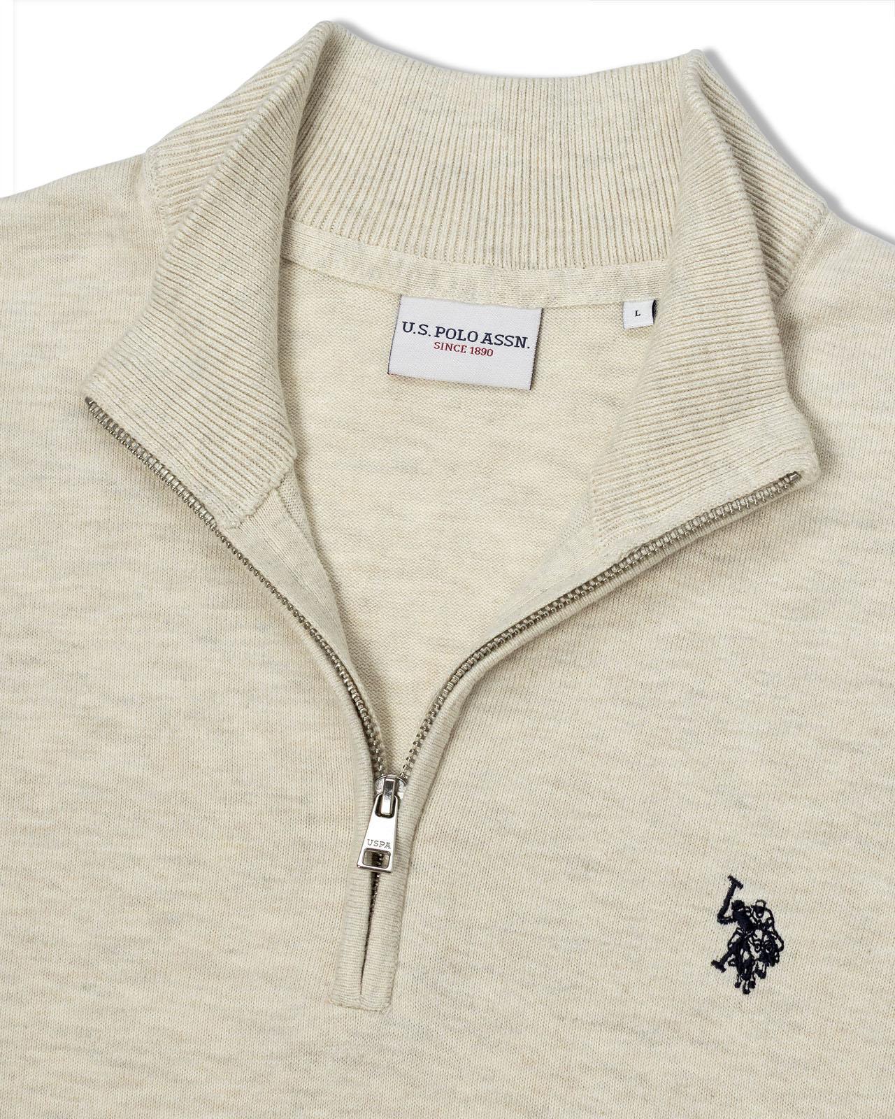 USPA Men's 1/4 Zip LS Sweater Birch Marl