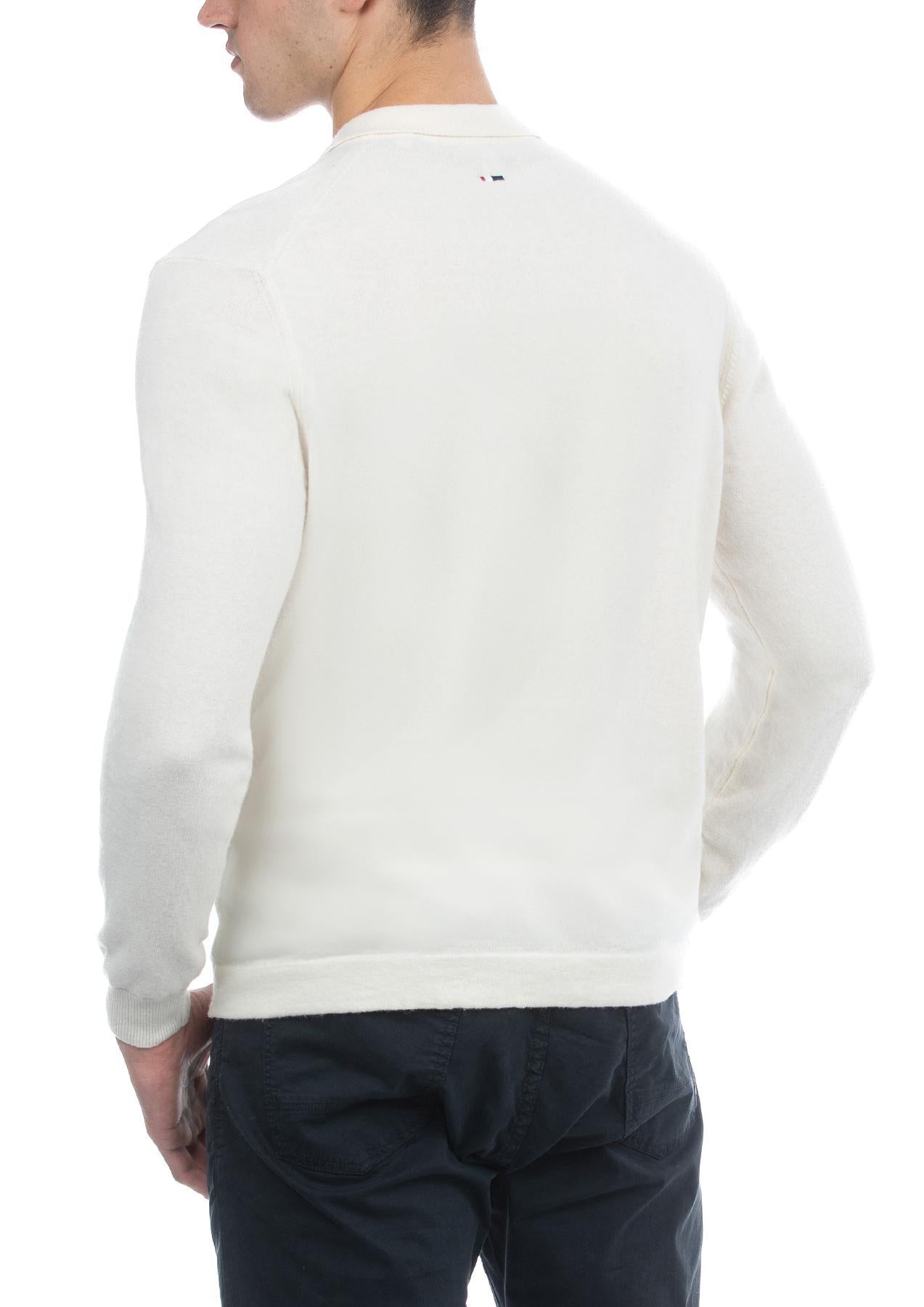 USPA Men&#39;s Alpaca/Cotton LS Sweater Knit Polo White