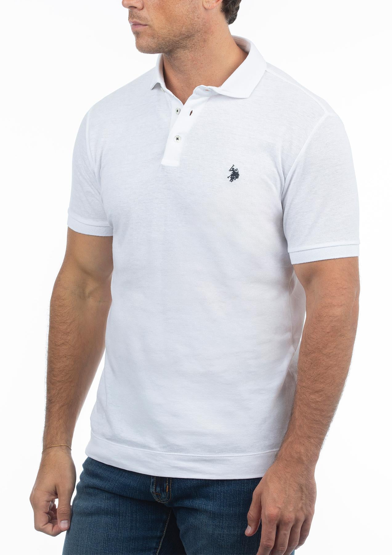 USPA Men&#39;s Linen Pique Polo White