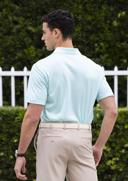 Men's Fine Mercerized Cotton Polo Mist w/ Multi-Color Logo