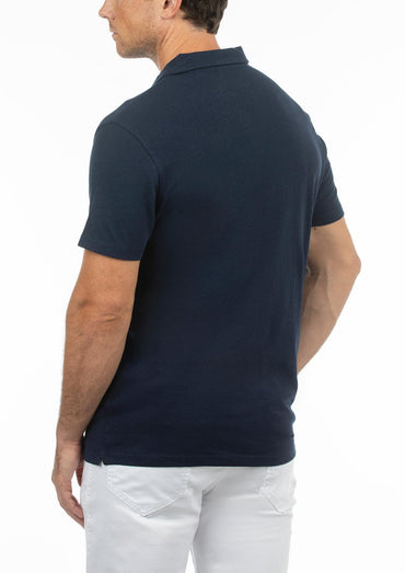 USPA Men's Johnny Collar Linen Polo Navy