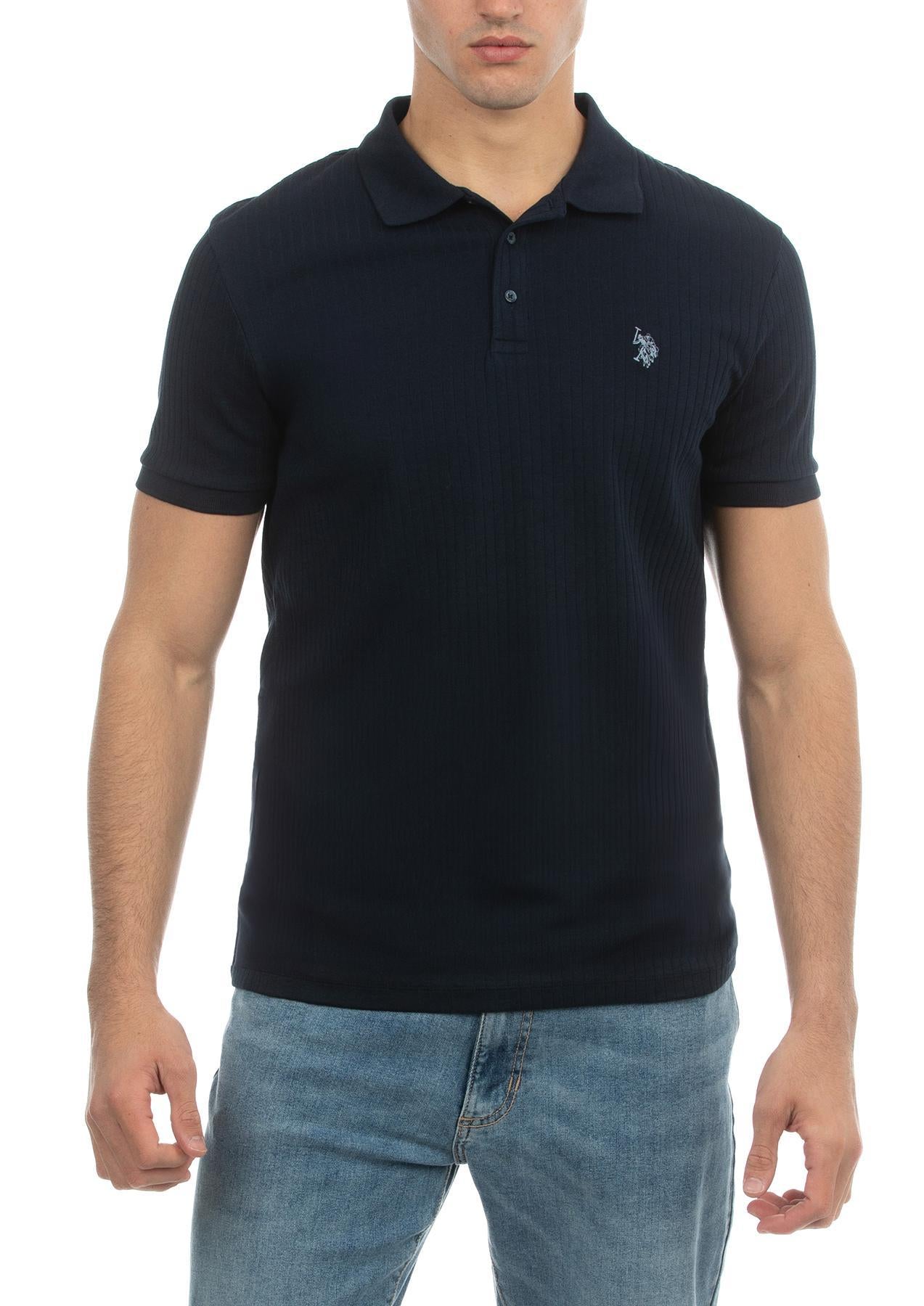 USPA Men's Wide Rib Polo Navy