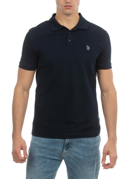 USPA Men's Wide Rib Polo Navy