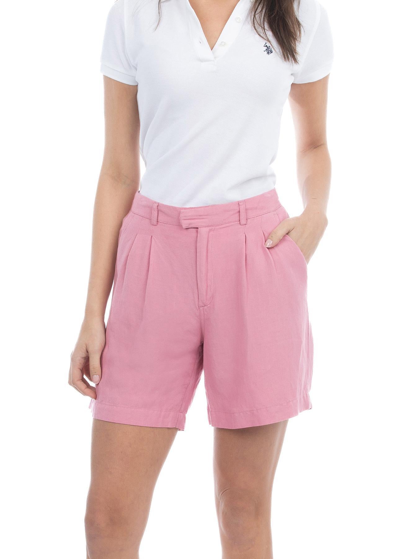 USPA Women's Linen Pleated Short Pink