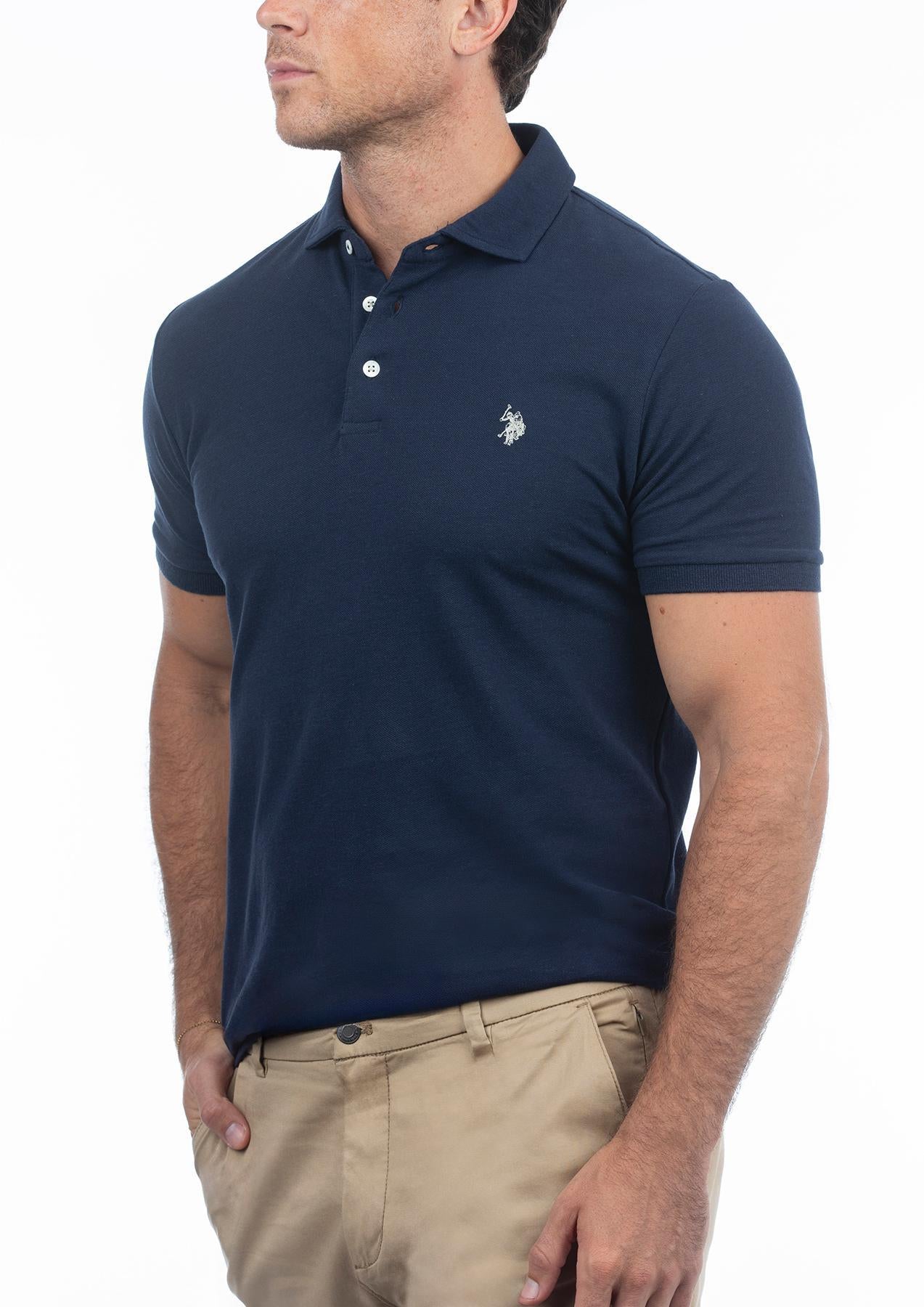 USPA Men's Linen Pique Polo Navy
