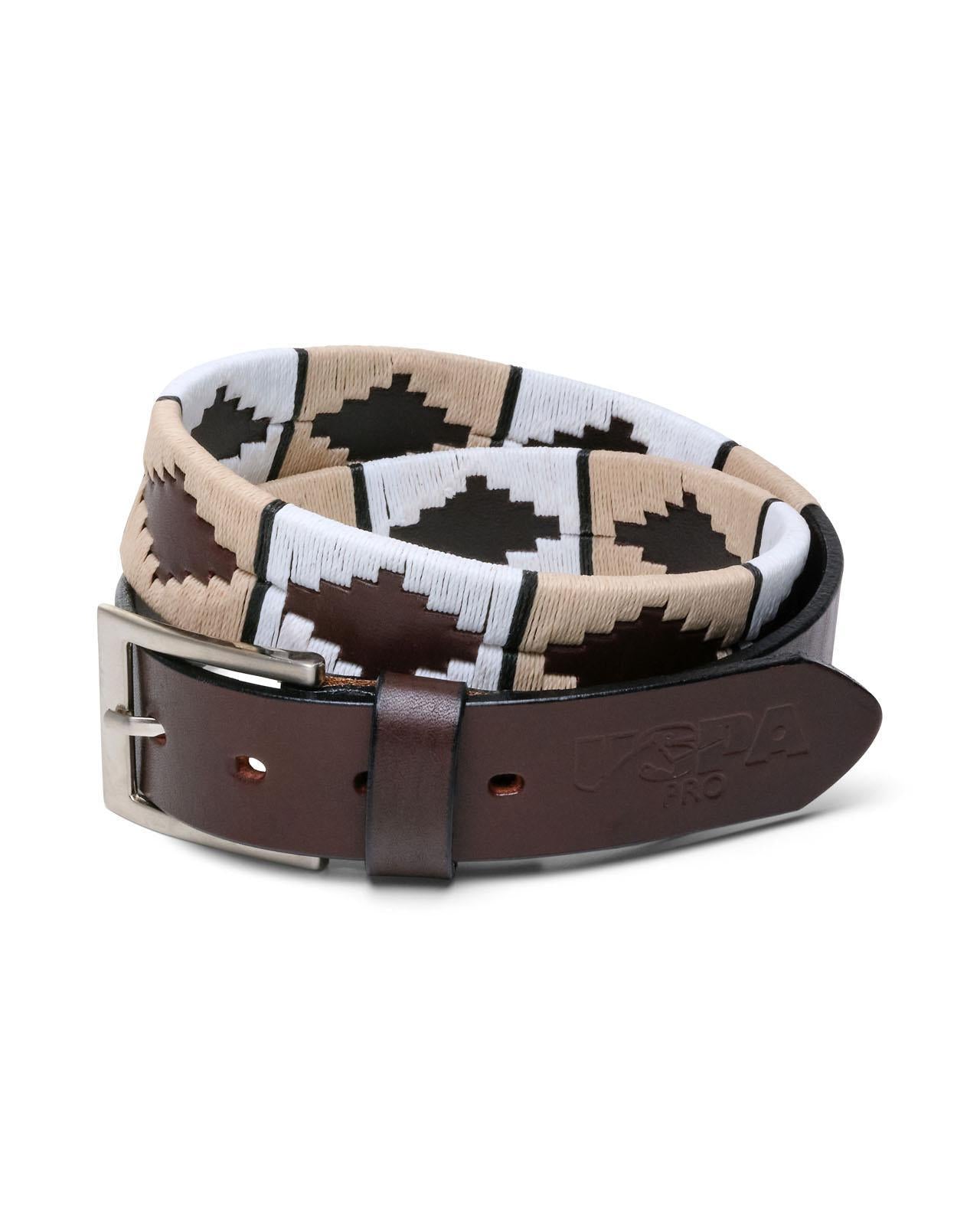 USPA Pro Gaucho Belt Tan/White