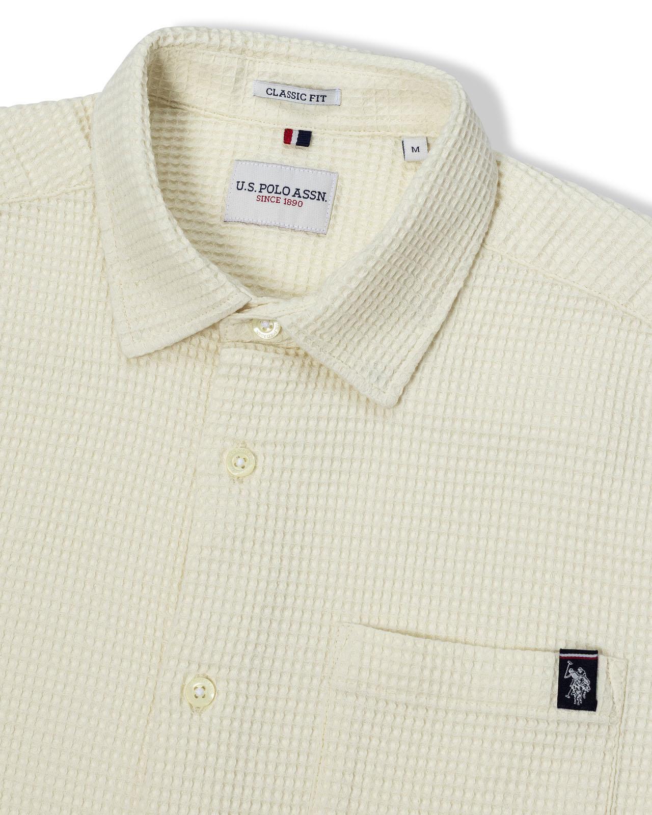 USPA Men's Waffle SS Shirt Bright White