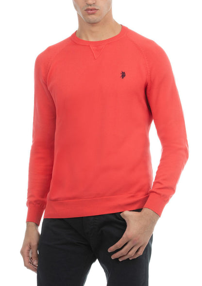 USPA Men's Long Sleeve Cotton Overdyed Sweater Vintage Red