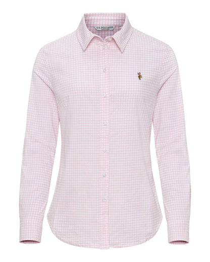 USPA Women's Gingham Classic Fit Shirt Crystal Rose