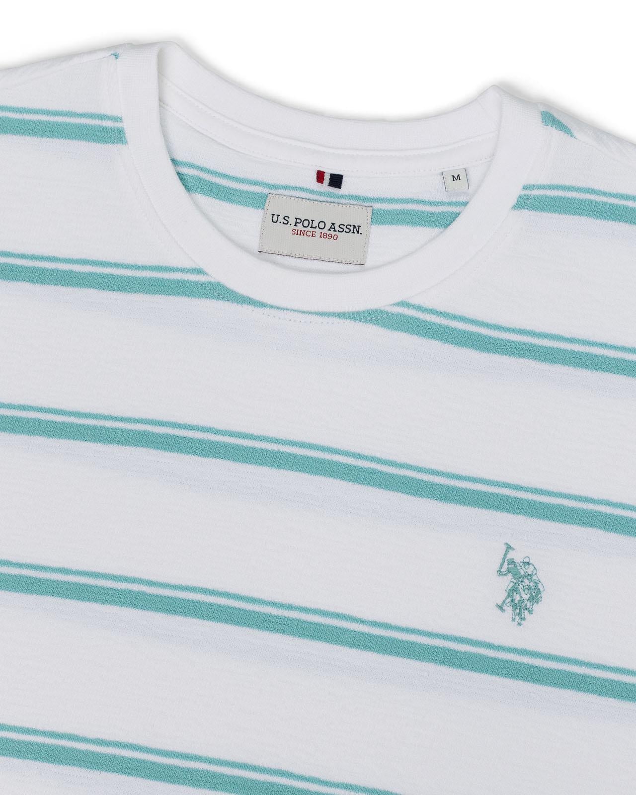 USPA Men's Terry Stripe Tee Bright White