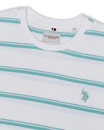 USPA Men's Terry Stripe Tee Bright White