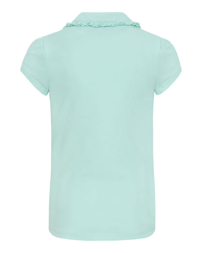 USPA Girls Scallop Collar Polo Shirt Blue Light