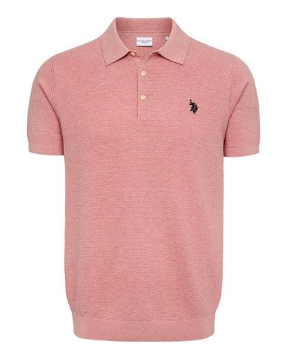 USPA Men's Moss Stitch Knit SS Polo Mauveglow