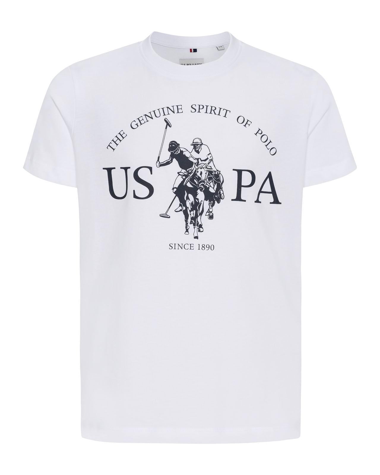 USPA Boys Print Graphic T-Shirt Bright White