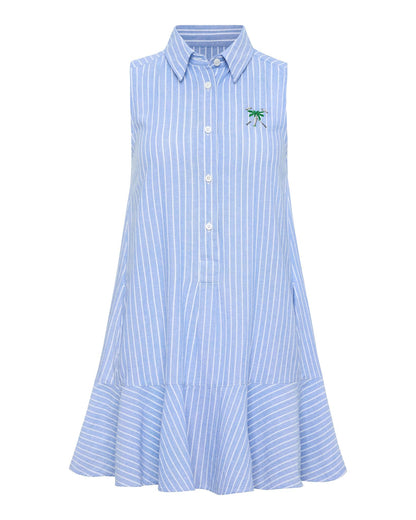 The Polo Club Women's Sleeveless Striped Linen Dress Blue
