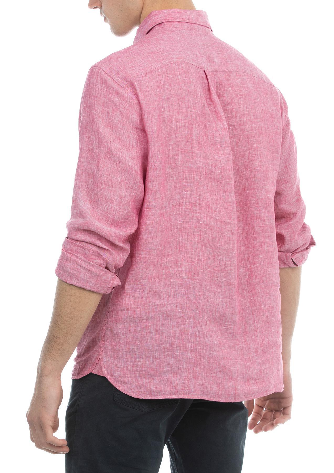USPA Men&#39;s Linen Button-Down Collar LS Shirt Pink