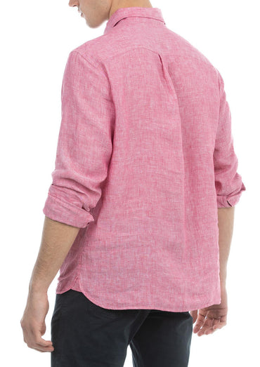 USPA Men's Linen Button-Down Collar LS Shirt Pink