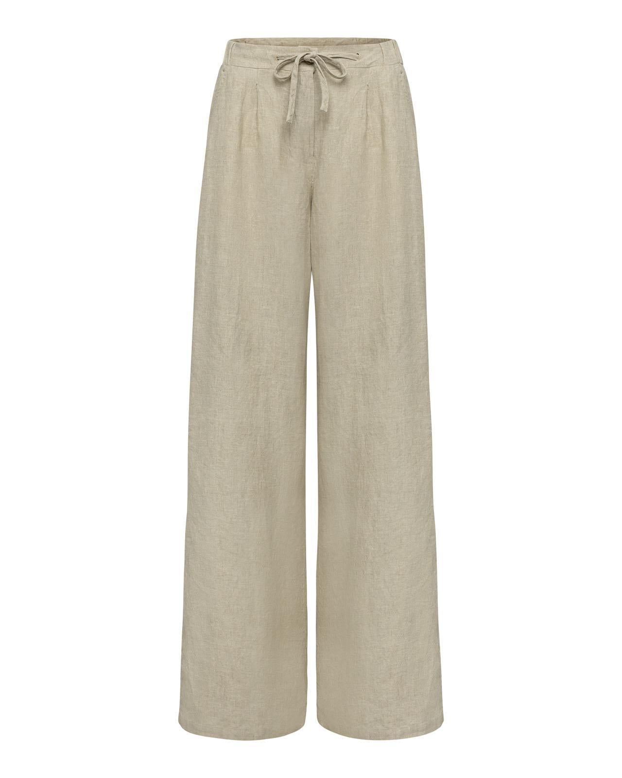 The Polo Club Women's Wide Leg Linen Pant Natural